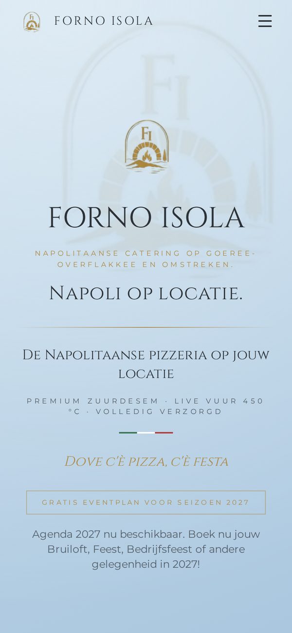 Live website van Forno Isola op fornoisola.nl